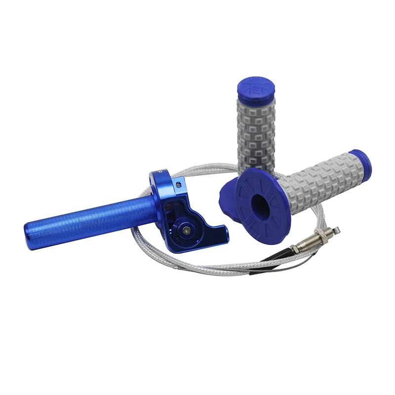 blue set Sclmotos-CNC Aluminum 22mm Throttle Grip Twist Quick Action Gas Throttle With Cable Fit KAYO Apollo Bosuer Dirt Pit Bike Race - Цвет: blue set