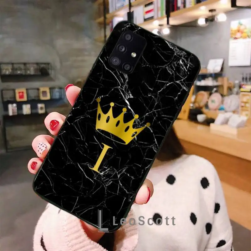 

Black marble custom 26 letters Phone Case For Samsung A50 A51 A71 A31 A21S S8 S9 S10 S20 S21 Plus Fe Ultra 4G 5G