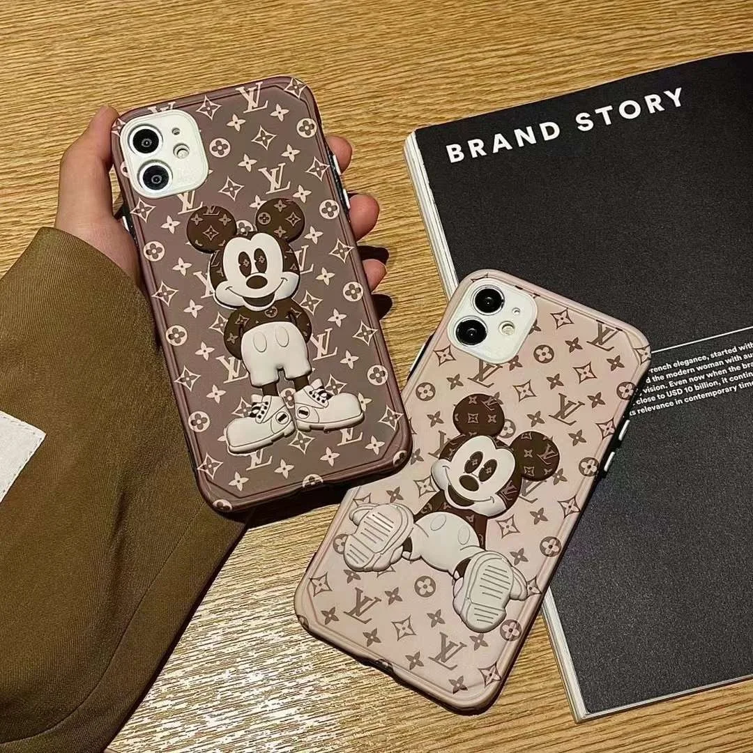 disney cute mickey mouse luxury phone case for iphone 13 pro max xs 12 11 xr cover y2k kawaii girls aesthetic trendy women 90s free global shipping