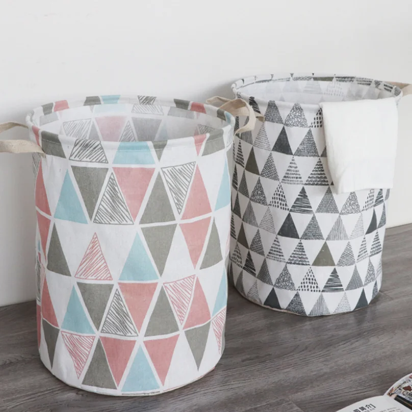 Хлопковая льняная складная корзина Большая водонепроницаемая грязная одежда