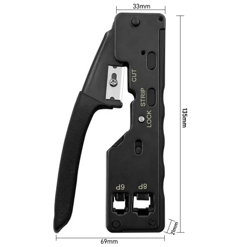 

Multi-Function Through Hole Network Cable Crystal Head Crimping Pliers For RJ45 Cat7 Cat6 Cat5 RJ11 RJ12 Modular Plug Clamp