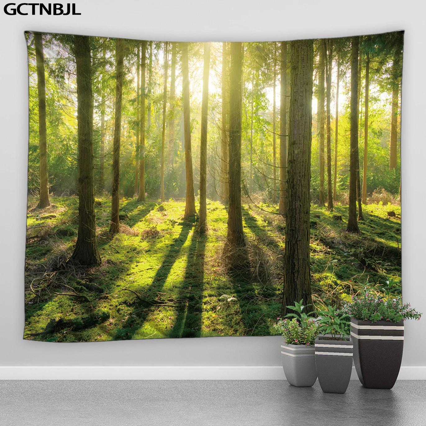 

Green forest Landscape Tapestry Natural scenery Under Trees Sun Rays Wall Hanging Tapestry for Bedroom Living Room Dorm Decor