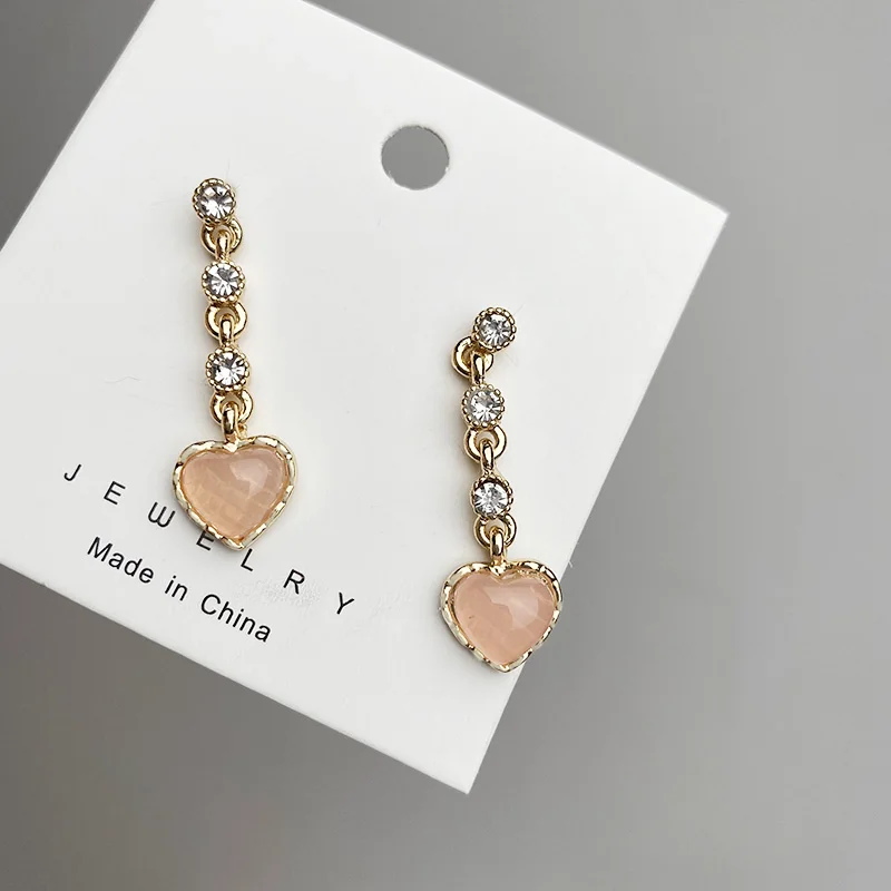 Новые модные золотые длинные красные сердца блестящие стразы для девушек