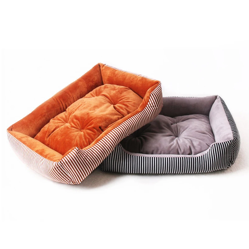 

Winter Warm Dog Bed Puppy Mat Cat Nest For Teddy Chihuahua Sleeping Corgi Stripes Pet Kennel Detachable Easy Wash Doghouse Shop