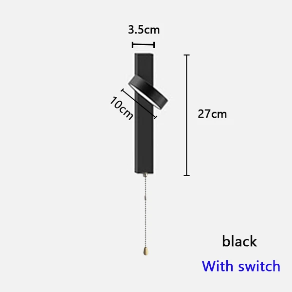 black-with switch Светодиодный настенный светильник с переключателем регулируемые 3 видов цветовая температура белого и черного цвета бра для спальни гостиной светодиодный настенный светильник - Цвет абажура: black-with switch