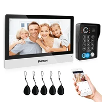 tmezon wifi video doorphone 10zoll touch screen with 1080p wired doorbell 5in1 apppassword fingerprintcard swipemonitor tuya