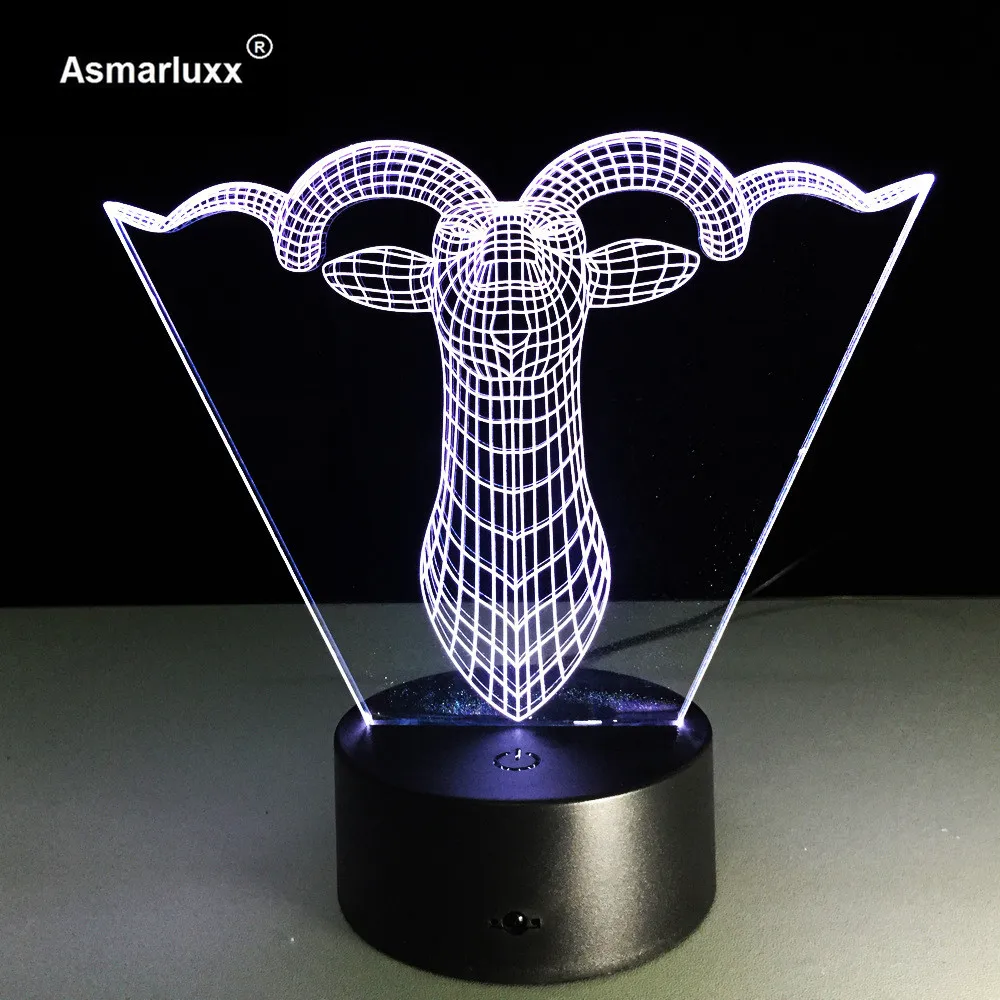 Abstract 3D Nightlight Deer Goat Creative Birthday Gift Lamp Novelty Led Usb 3d Luminaria Night Light Free Ship | Лампы и освещение