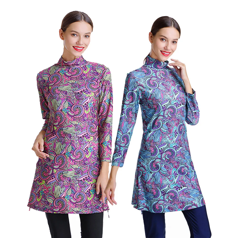 

Conservative Swimsuit Hooded Digital Printed Swimsuit Sportswear Shrimp Asia Muslim Swimwear Hijab Digital printing swimwear