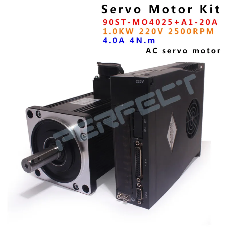 

90ST-M04025 220V 1000W AC Servo motor 4N.m 2500RPM 1KW servomotor Single-Phase ac drive permanent magnet Matched Driver A1-20A