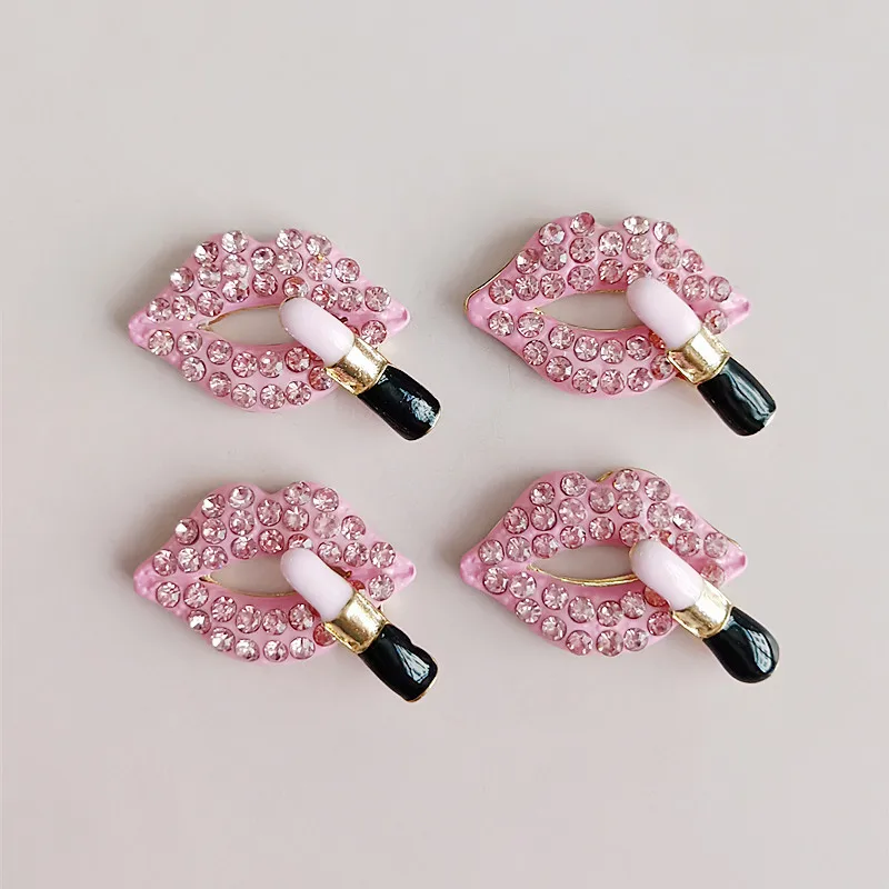 Пуговицы из сплава со стразами 5 шт./лот пуговицы в виде помады красных губ для