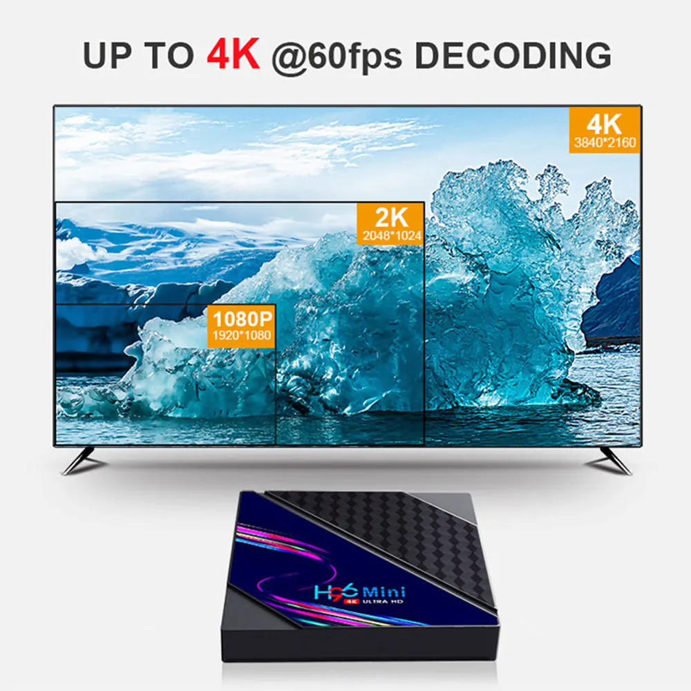 Приставка Смарт-ТВ H96 Mini V8 Rk3228A 1 ГБ/2 ГБ + 8 ГБ/16 Android 10 0 4K HD сетевая телеприставка для