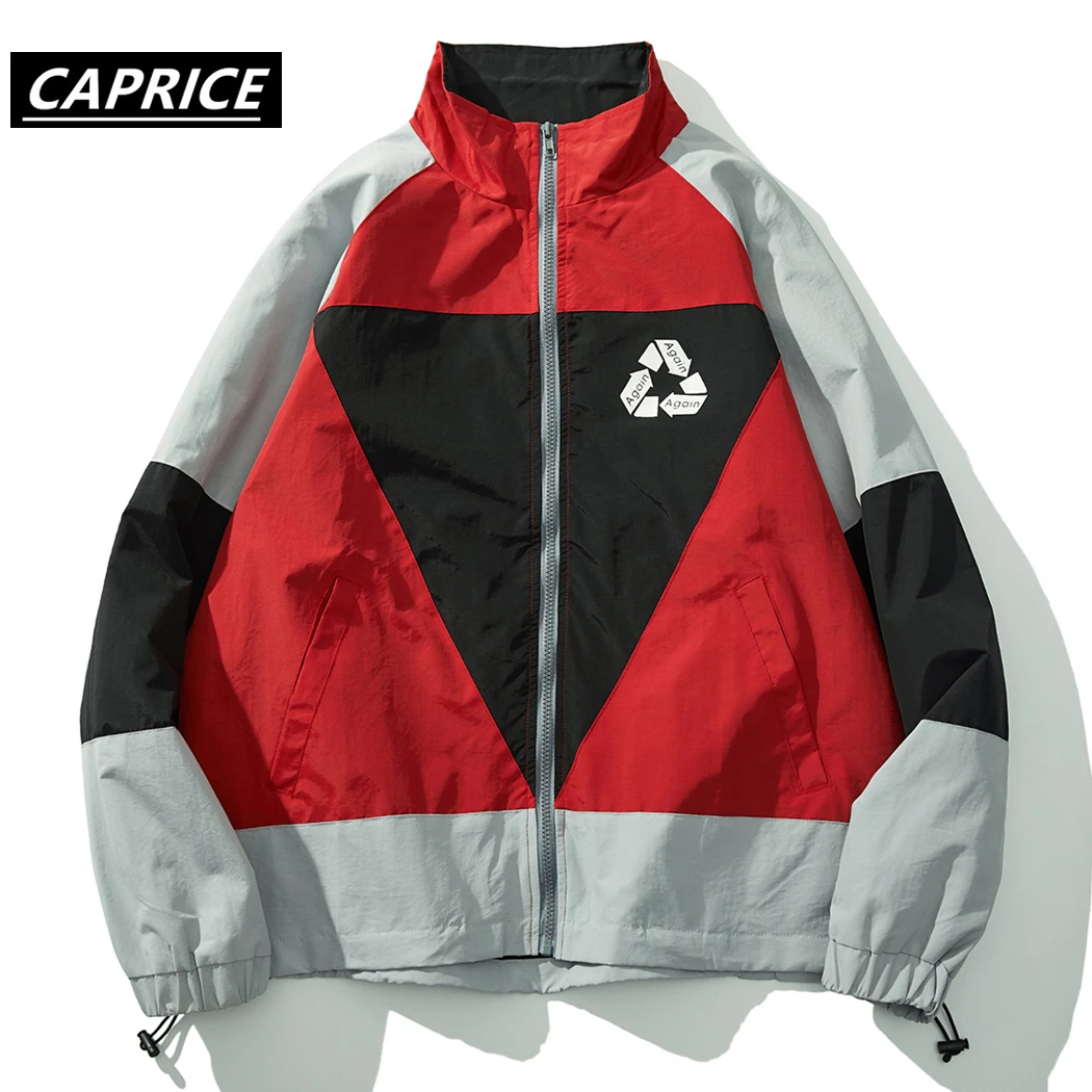 Лоскутные мужские куртки со стоячим принтом 2019 осенние модные повседневные топы