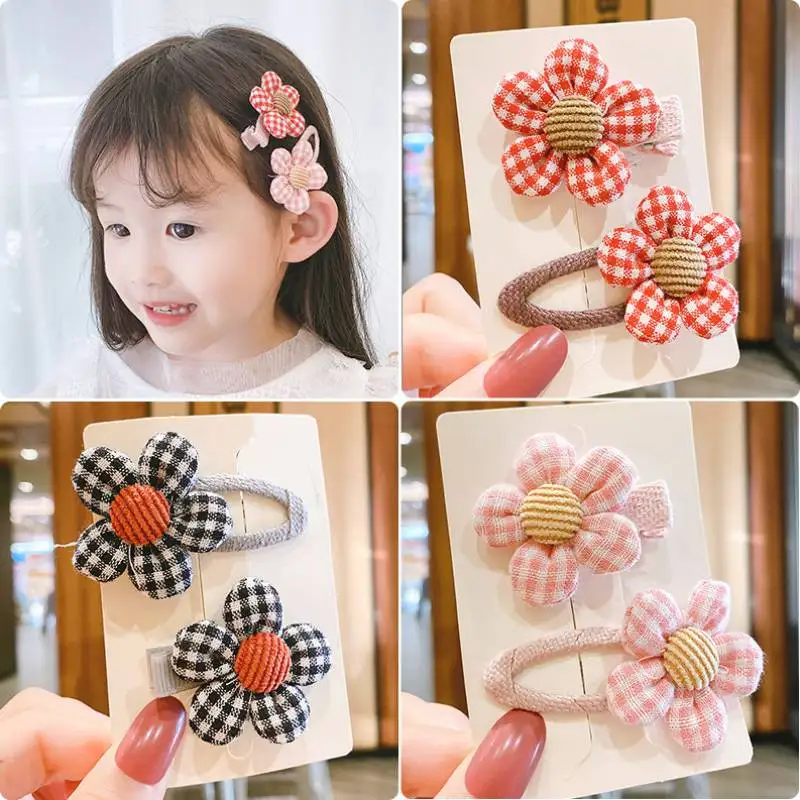 

2pcs/set Cute Girls Cute and Sweet Flower Soft Hairpins Sweet Children Hair Clips Barrettes Kid Hair Accessories