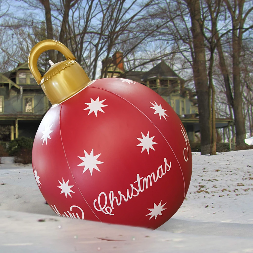 

60cm Large Christmas Balls Decorations PVC Christmas Tree New Year Gift Xmas Hristmas For Home Outdoor Inflatable Ball 2022 New