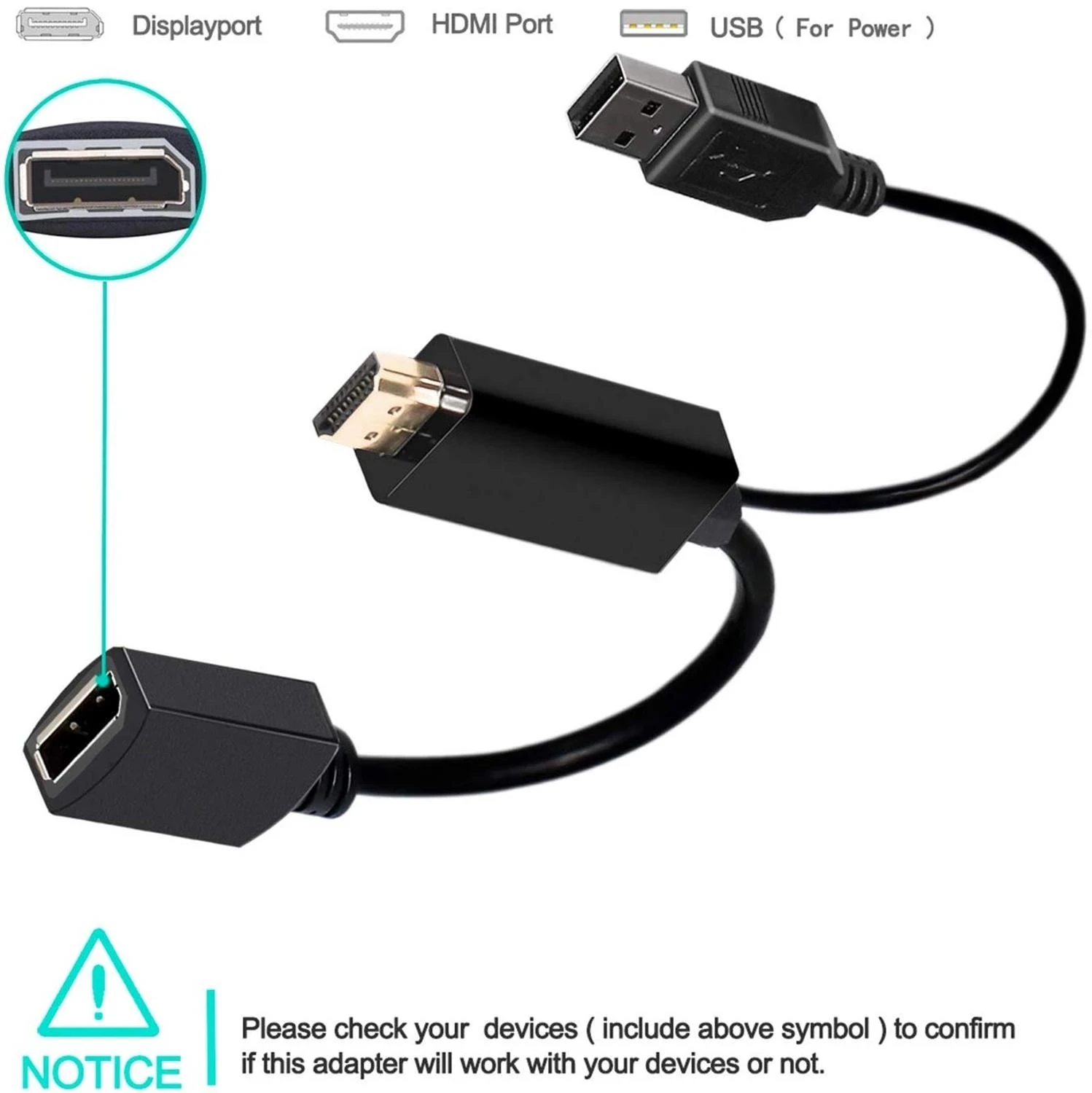 HDMI-совместимый штекер к DP DisplayPort Женский 4K USB адаптер устройства active power suppy |