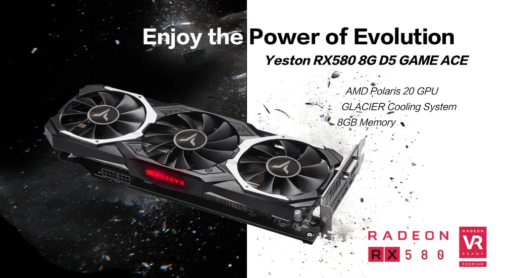 Yeston Radeon RX 580 GPU 8 ГБ GDDR5 256 бит игровой настольный компьютер ПК видеокарты Поддержка DVI/HDMI