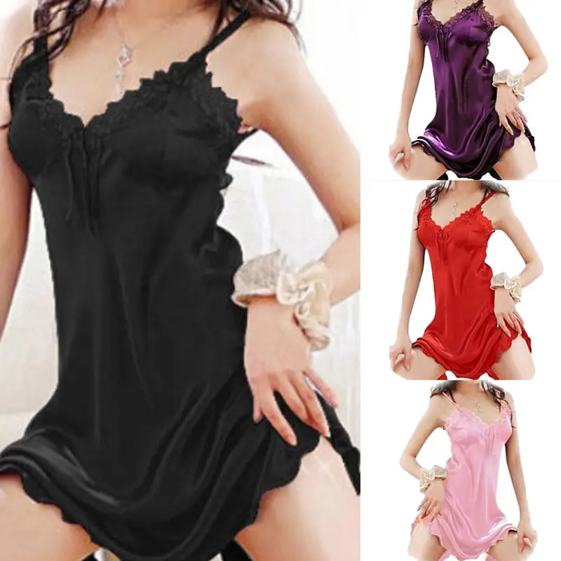 

Elegant Silk Nightwear Women Babydoll Nightdress Nightgown Nightie Sleepwear Dresses Clothes Plus Size