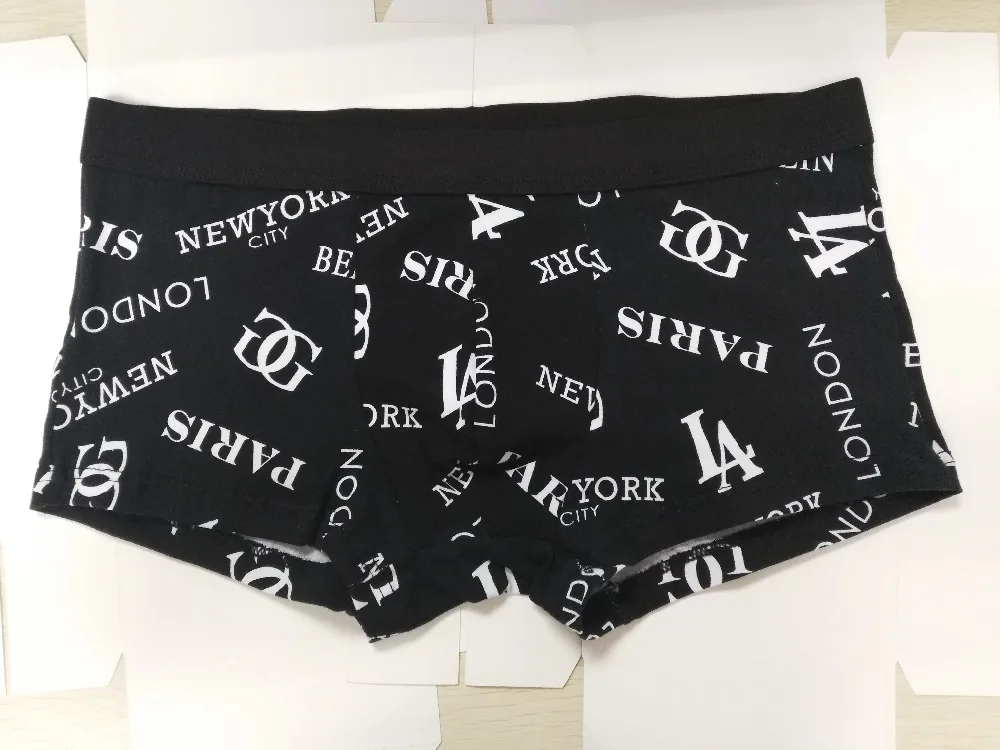 Фирменное Мужское нижнее белье боксеры из хлопка с принтом однотонное для мужчин