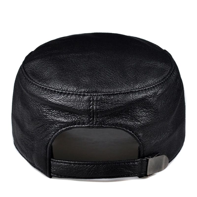 Шапка мужская из натуральной кожи Классическая теплая шапка в стиле милитари