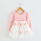 Одежда для маленьких девочек; Летнее платье для девочек милый бант кружевное платье принцессы От 1 до 5 лет одежда с длинным рукавом и изображением милого платья с цветочным принтом детские платья