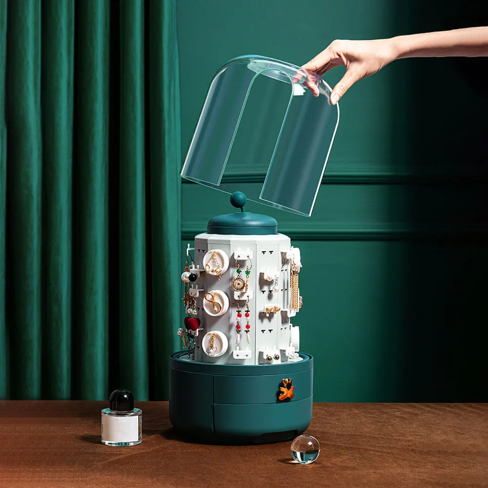 

Transparent Multi-layer Jewel Case Inner Core Rotary Storage Box Plastic Flagship Dark Green Large Capacity Jewelry Display Rack