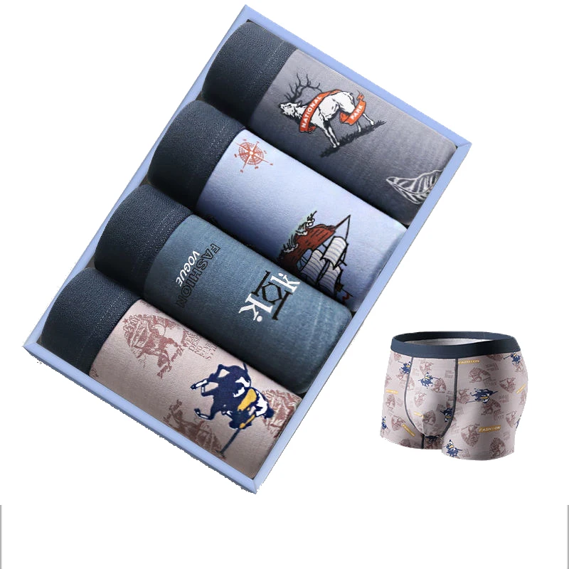 

4pcs Boxer Shorts Underpants man Men's Panties Men Boxer Underwear Cotton for Male Couple Sexy Set Calecon Large Size Lot Soft