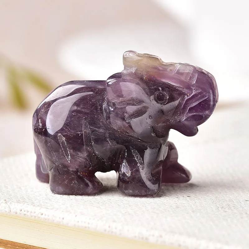 1PC Natural Crystal Rose Quartz Elephant Amethyst Animals Stone Energy Stone Crafts Small Decoration Home Decor Christmas Gift