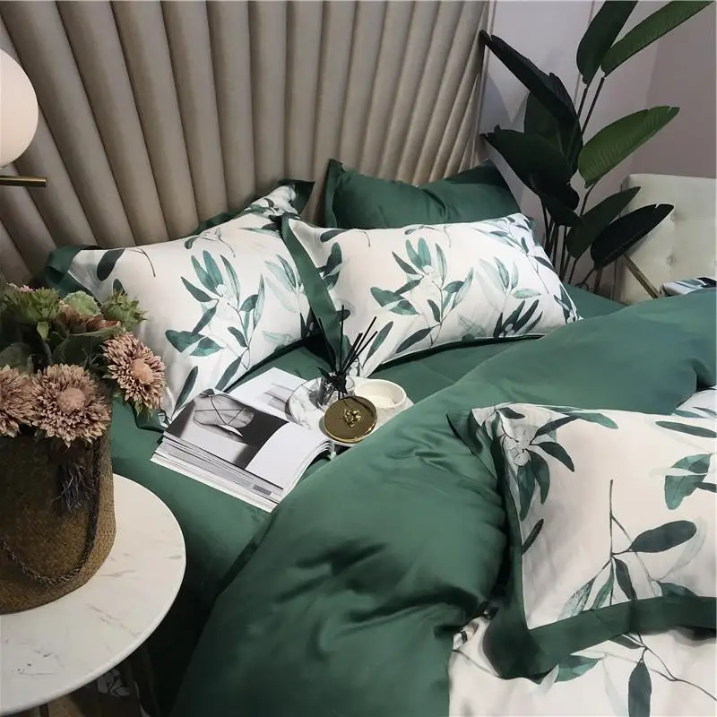 42 Зеленый постельные принадлежности с изображением листьев комплекты