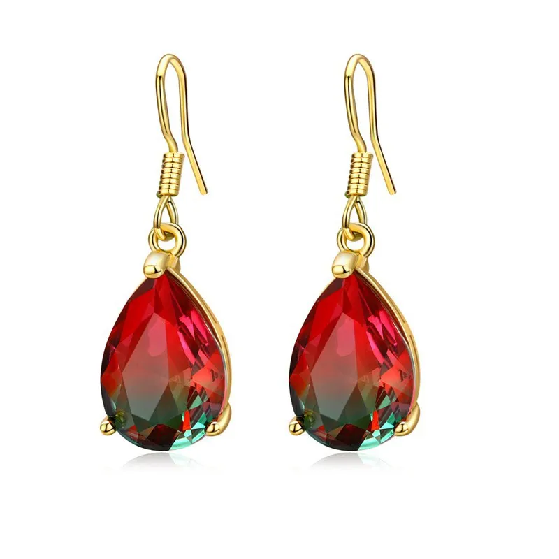 Модные Винтажные женские цветные подвески с кристаллом цирконом позолоченные