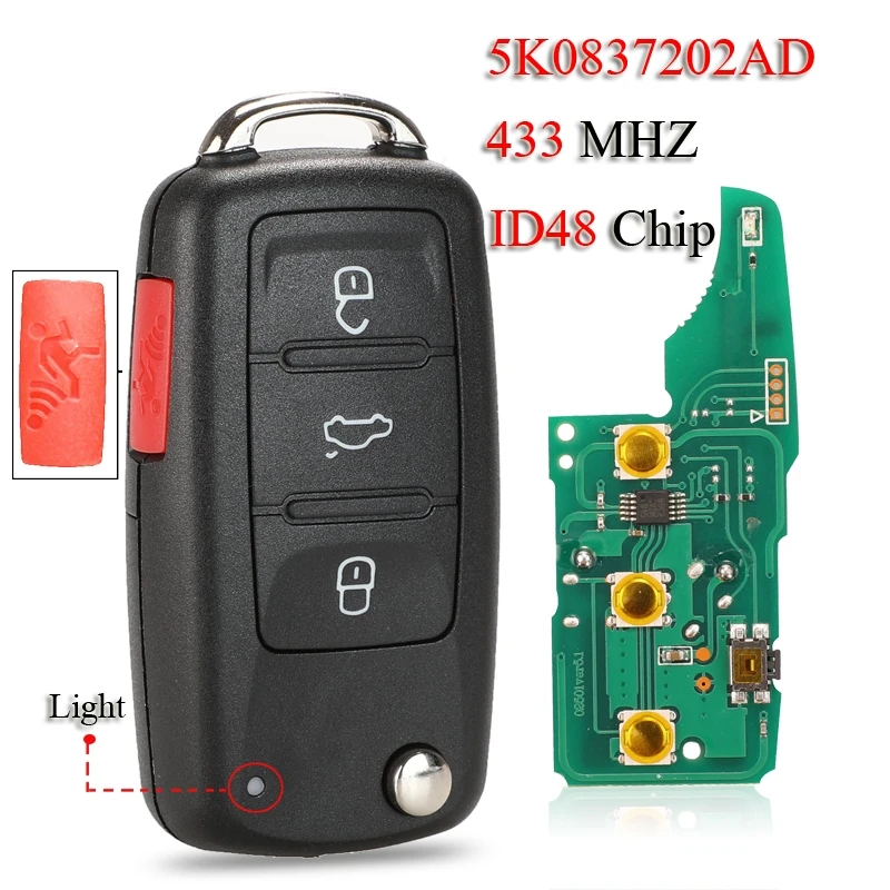 Kutery дистанционный Автомобильный ключ для VW/Volkswagen Bettle CC EOS Golf Jetta Passat Tiguan Touareg 3 + 1