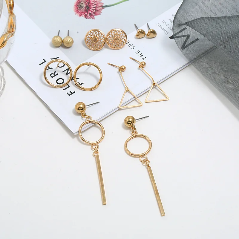 Серьги Seanlov Женские Геометрические круглые с кисточками в виде Золотой Звезды 6