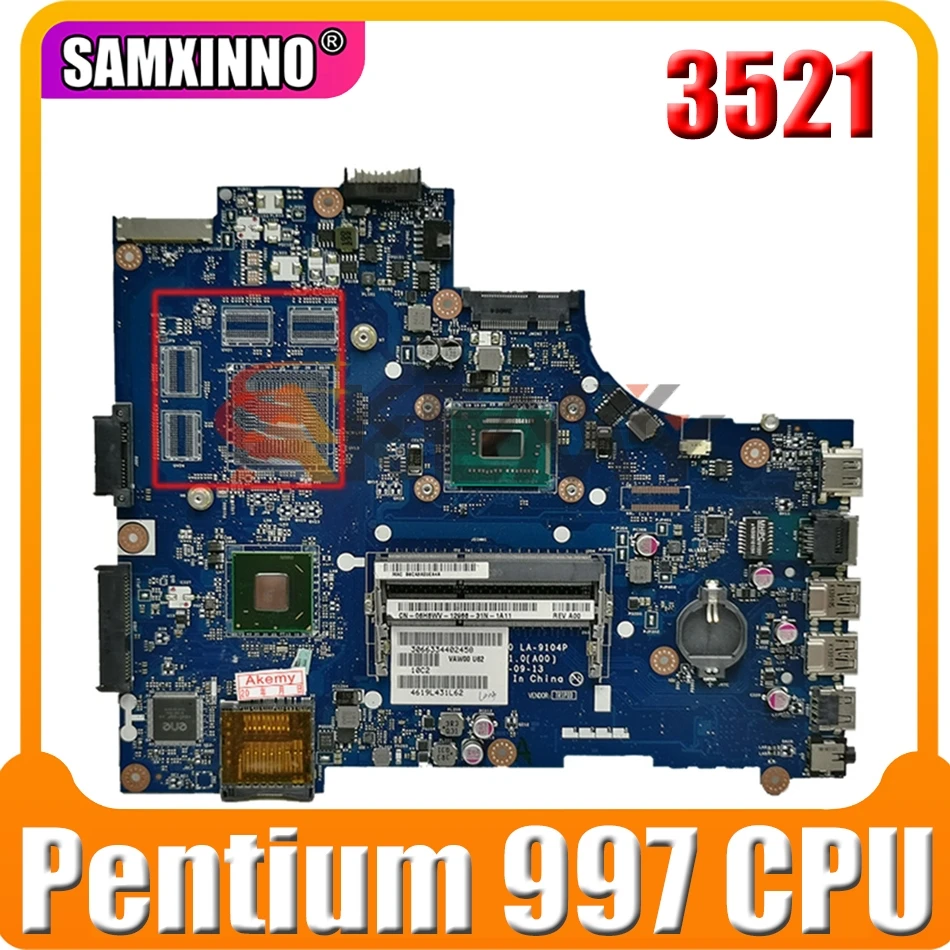 Оригинальная материнская плата для ноутбука DELL Inspiron 3521 Core SR0V5 Pentium 997 LA-9104P CN-0YN8TC