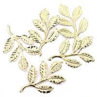 embellishment gold plated leaf plant wrap connector charm pendant bag ornament diy accessories 50mm