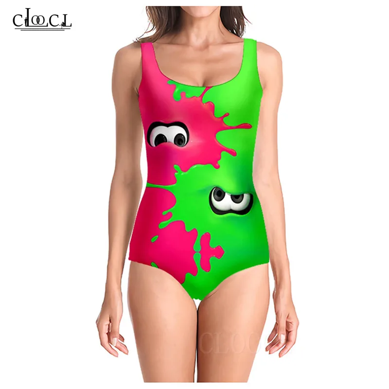 Купальник пляжный женский тонкий цельный купальник игровой зеленый и красный