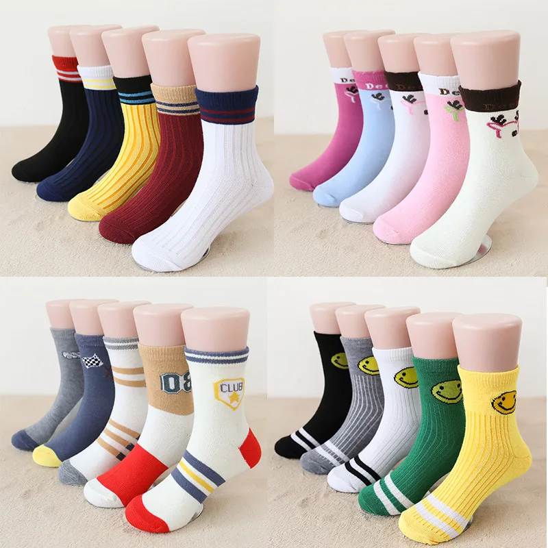 5 пар Детские хлопковые носки с мультяшным принтом|Носки| |