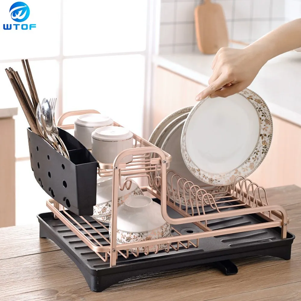 

Stainless Aluminium Dish Drying Rack Kitchen Organizer Drainer Plate Holder Cutlery Storage Shelf Sink Accessories Drain Stand