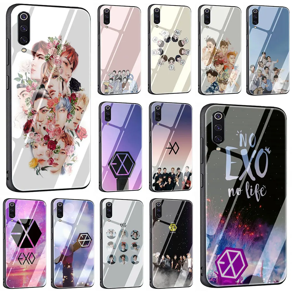 EXO band k-pop kpop чехол из закаленного стекла для телефона Xiaomi mi 8 9 Red mi 4X 6A Note 5 6 7 Pro Pocophone F1