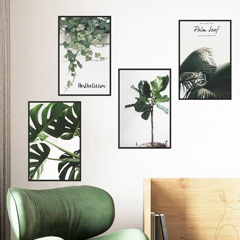

2022 Nordic Style Tropical Plants Poster Green Leaves Decorative Picture Modern Wall Art Paintings for Living Room Home Decor