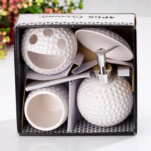 

4Pcs Bathroom Kit Ceramic Smiley Face Creative Bath Accessories Liquid Soap Dispenser Bathroom Parts Accessories Hand sanitizer