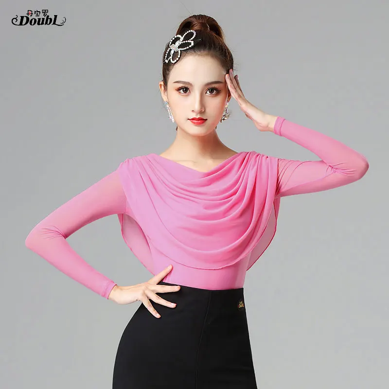 Отличное качество топы для латинских танцев Женская Сексуальная рубашка занятий