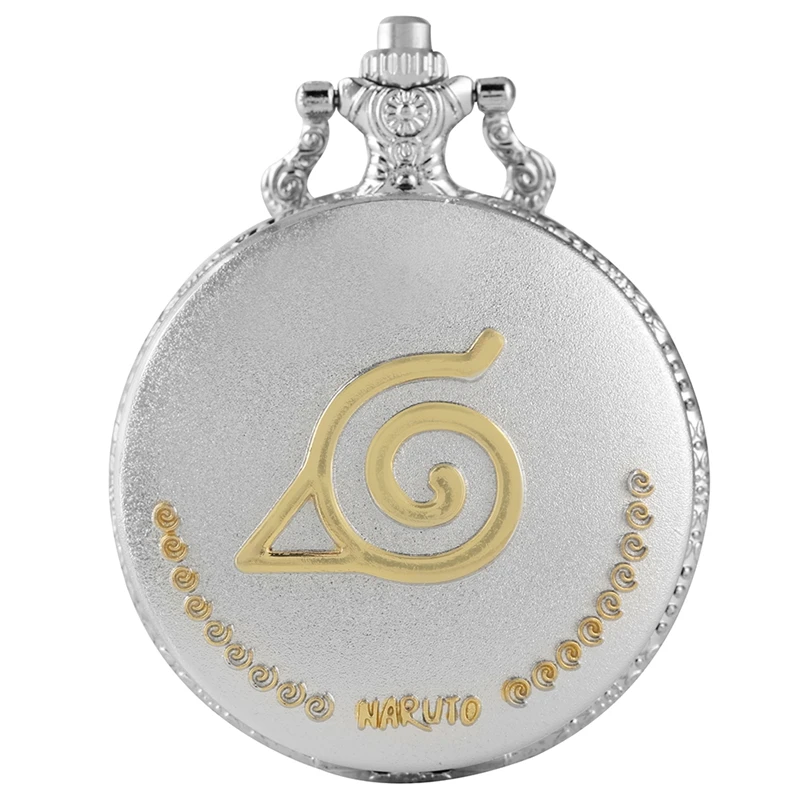 silver Известный аниме Наруто карманные часы винтажная фигурка в виде листа кулон наруто вентиляторы Косплей коллекционные игрушки подарок для мальчиков девочек дети - Цвет: silver