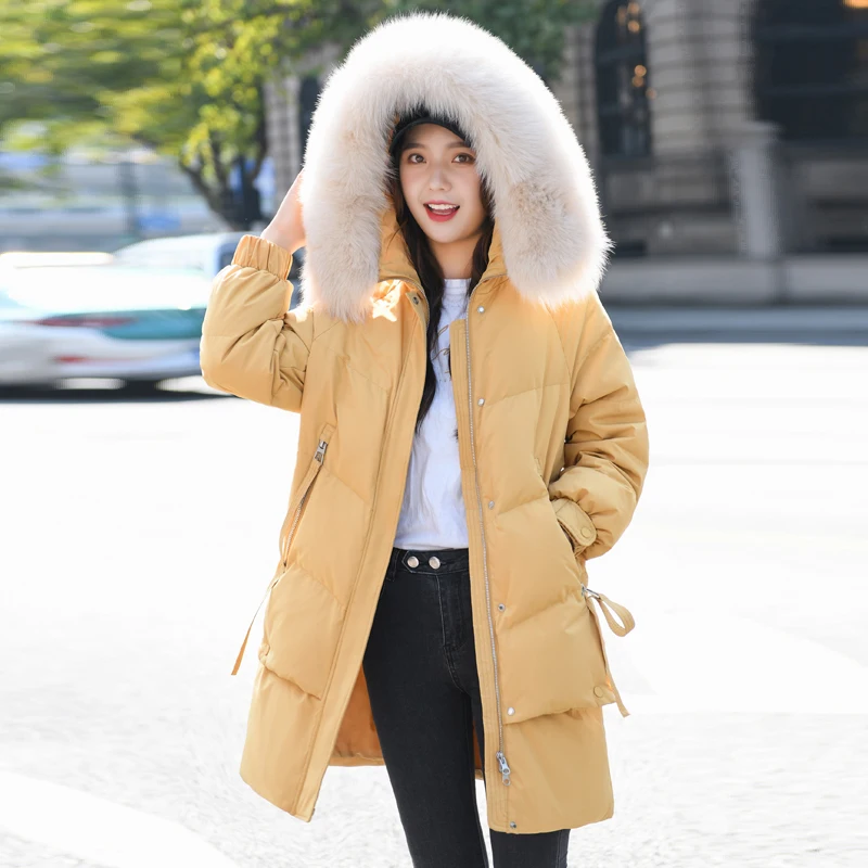 

Thick Warm Winter Women's Long Coat Solid Fur Hooded Casual Loose Cotton Padded Jacket for Ladies Windproof Down Parkas Outwear