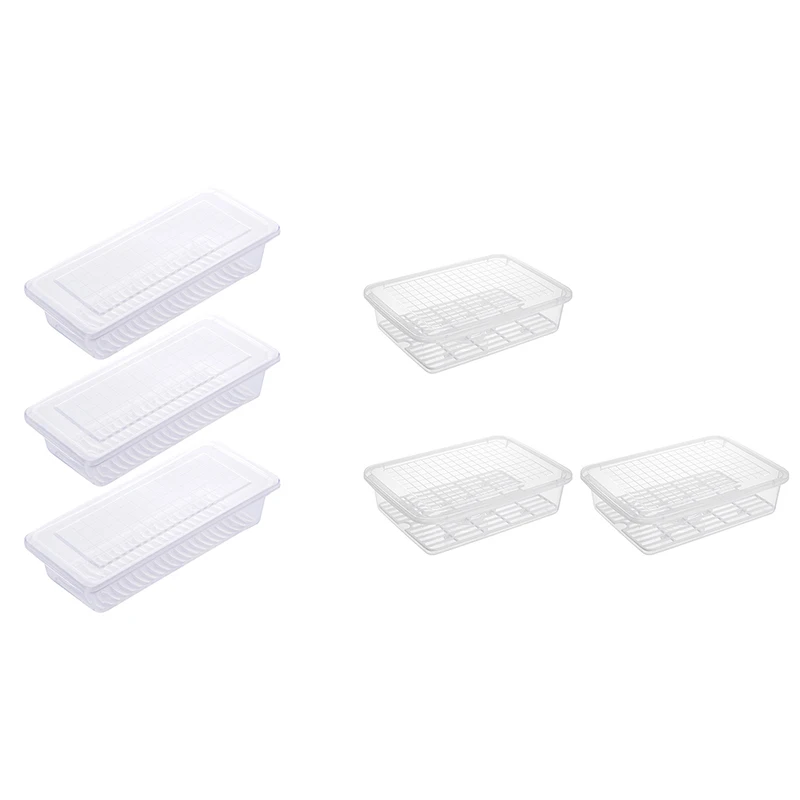 

Produce Saver Storage Container for Fridge, (3-Pack) Freezer Salad Container with Removable Drain Plate, Stackable