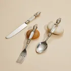 Твердые Цвет металлический набор столовых приборов класса люкс серебро арт класса люкс в европейском стиле комплект Dinnerware дизайн Aparelho De Jantar Свадебные украшения Ec50cj