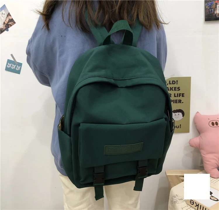 Harajuku сплошной цвет женский колледж большой емкости повседневное корейский рюкзак Ulzzang Мода ins Винтаж письмо рюкзак