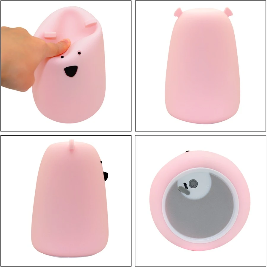 Прекрасный силиконовый медведь светодиодный ночник Цвет Изменение ночной лампы