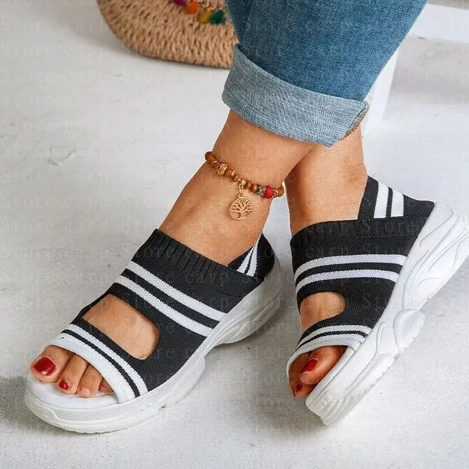 

women shoe sandals woman 2021 women's shoes With net cloth peep-toe sponge rubber bottom foot movement
