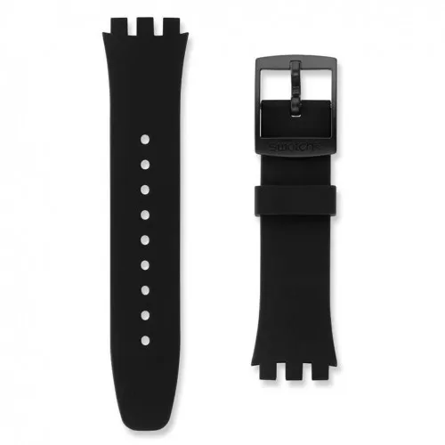 Силиконовые черные часы Swatch с ремешком Черный хронограф пластик ASUSB400 20 мм |
