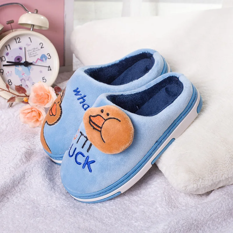 Мультяшное животное утка домашняя обувь Детская меховая подкладка зимняя теплая
