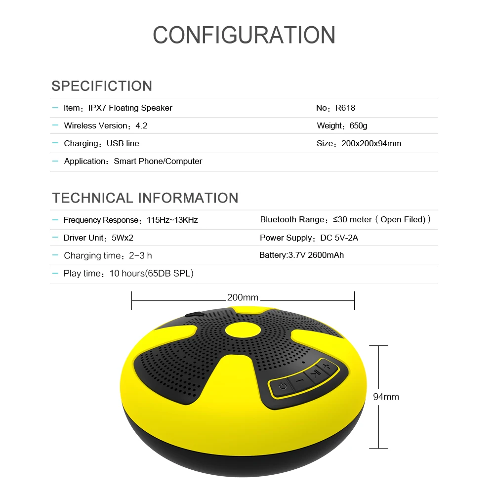 Водонепроницаемый Bluetooth-динамик CYBORIS портативный беспроводной плавающий Bluetooth